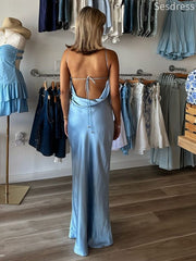 Gorgeous Blue  V-neck Spaghetti Strap 3D Flower Mermaid Wedding Guest Dress,Prom Dress