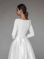 White Long Sleeve Midi Dress