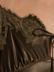 Sexy Lace Neck Spaghetti Strap A-line Long Wedding Guest Dress,Prom Dress
