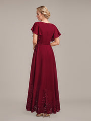 A-line Scoop Ankle-Length Lace Chiffon Mother of the Bride Dress With Sequins
