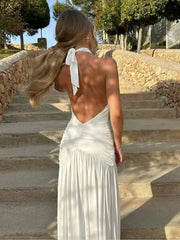 Sexy V-neck Halter Backless Side Slit A-line Long Evening Dress,Prom Dress