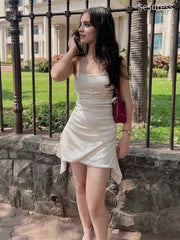 Elegant Champagne Strapless A-line Short Mini Dress Homecoming Dress
