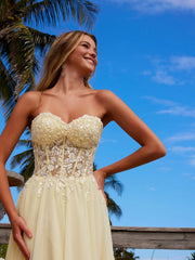 Gorgeous Sweetheart Strapless Lace A-line Long Evening Dress,Prom Dress