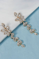 Vintage Simple Rhinestone Gold Leaf Earrings