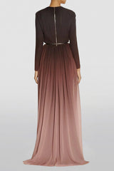 Gradient Color Runched Maxi Dress