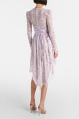 Lace Round Neck Asymmetrical Mini Dress