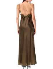 Sexy Lace Neck Spaghetti Strap A-line Long Wedding Guest Dress,Prom Dress