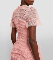 Women's Pink Wild Rose Ruffle Gown