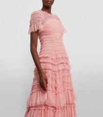Women's Pink Wild Rose Ruffle Gown