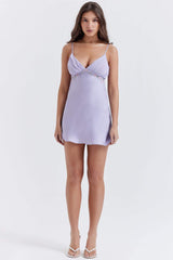 Flower Embroidery Backless Cami Mini Dress
