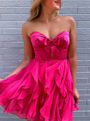 Gorgeous Sweetheart Strapless Bow Tie A-line Short Mini Dress Homecoming Dress